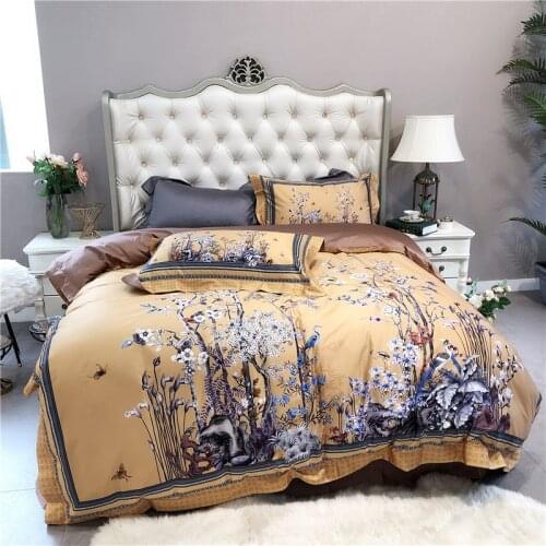 2019 New 1000TC Egyptian cotton Bedding Set 4pcs Duvet Cover Sets Bed Linen Flat Bed Sheet Set Pillowcase Home Textile