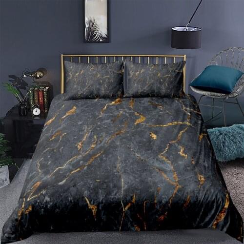 Marbling Quilt Cover Set 3D Black Comforter Covers Pillow Covers Full Double Single Twin Queen Size 140*210cm Modern Bedclothes