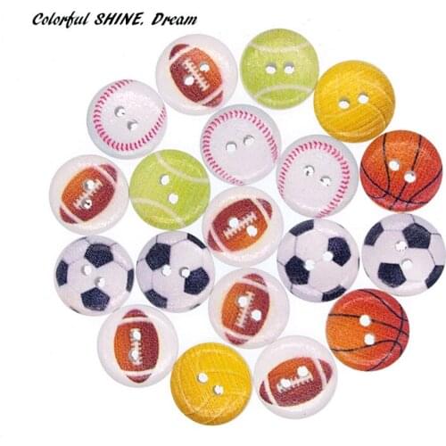 20PCs Wholesale Natural Wooden Buutons Round Ball Design Scrapbooking Sewing Accessories DIY Craft 2 Holes 15mm Dia