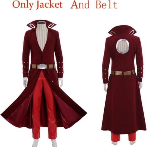 Custom Made The Seven Deadly Sins Ban Cosplay Jacket Foxs Sin of Greed Ban Red Jacket Coat With Belt Costume L320