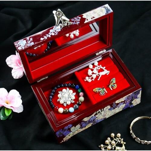 Luotian Lacquer Shell Jewelry Box Container Wedding Jewelry Boxes Wooden Case Storage Box Organizer Women Gift Box Holder