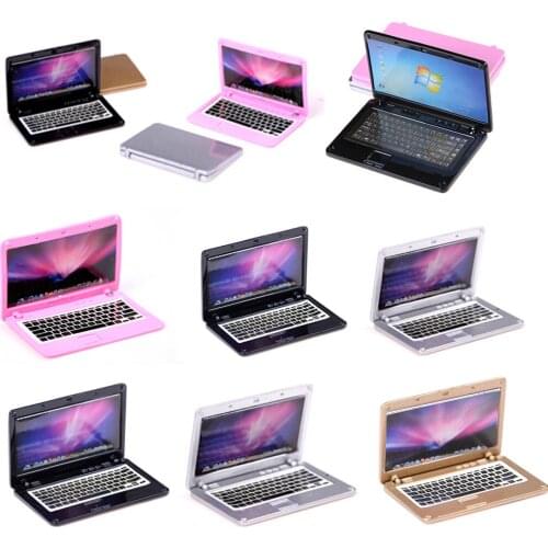 Cute Simulation Mini Laptop Computer Dollhouse Miniature 1:12 Alloy Crafts Dollhouse Decoration for Doll House DIY Accessories
