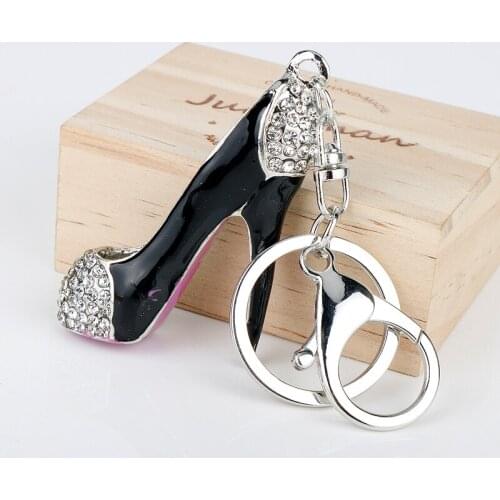 Fashion Jewelry High Heel Shoes Keychains Rhinestone Car Key Ring Women Charms Key Chains Keyrings Chaveiros Birthday Party Gift