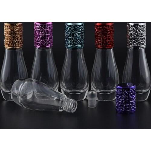 MUB - Trendy Simple Mini Empty Parfum Bottles 12ml Glass Empty Bottle Steel Roller Ball Refillable Bottle For Alloy Cap