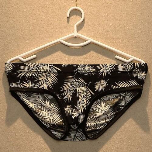 Men Flowers Print Underwear Y-Front Briefs Mid Waist One Piece Semi-Transparent Breathable Panties Briefs 2021 Fashion Hot