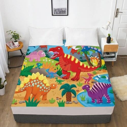 Cartoon Childrens Elastic fitted sheet bed sheet With An Elastic Band Mattress Cover Bed cover for kids baby boygirls dinosaur