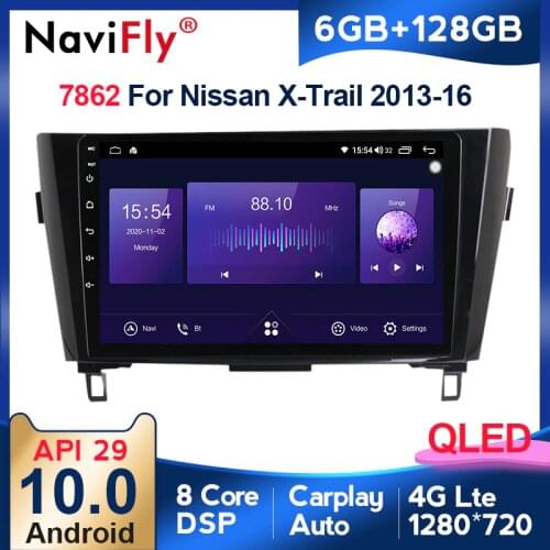 Navifly with QLED scree DSP carplay Auto 6+128G Car radio player For Nissan X-Trail XTrail T32 Qashqai J11 T31 J10 2013-2016 2DI