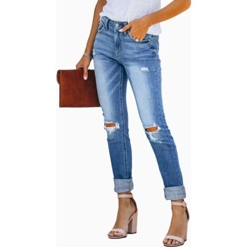 2020 New Ripped Jeans For Women Fashion Denim Pencil Pants Slim Boyfriend Jeans Female Spring and Autumn Clothing XS-XL