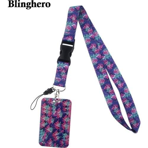 CB421 New Fashion Purple Leaves Neck Strap for key ID Card Gym Phone USB Badge Holder DIY Hanging Rope Lanyard