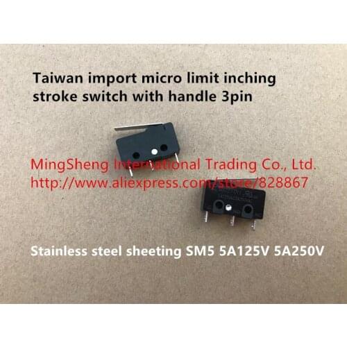 Original new 100% import micro limit inching stroke switch with handle 3pin stainless steel sheeting SM5 5A125V 5A250V