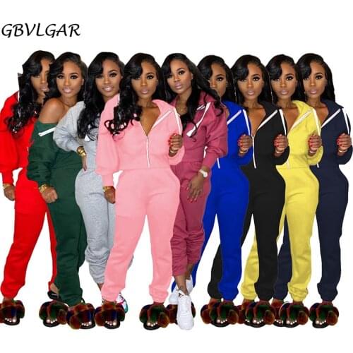 Autumn Winter Two Piece Set Sportswear Fitness Outfit Matching Set Women Set Hooded Full Sleeve Tracksuit Top Pants Suit