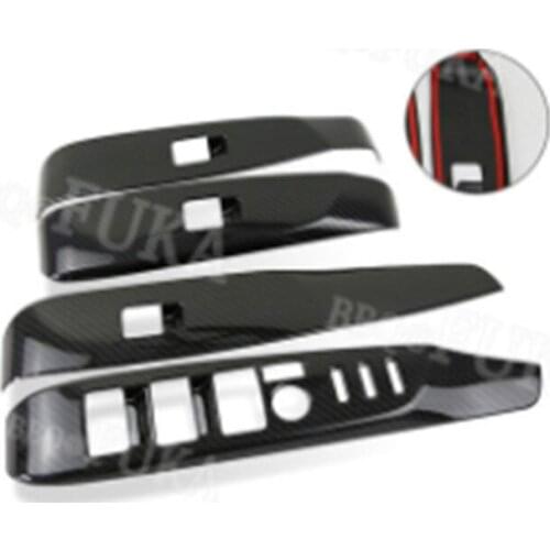 Car Inner Door Armrest Window Lift Button Cover Trim Carbon fiber Color ABS For Toyota Camry 2018