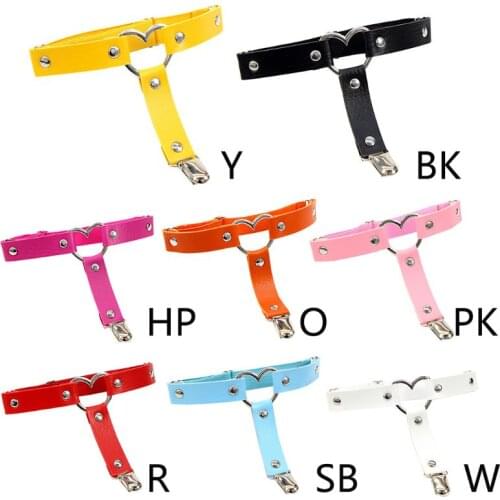 Women Gothic Punk Heart Ring Leg Garter Belt with Anti-Slip Metal Clip Elastic Adjsutable Harness Harajuku Thigh Ring Bondage