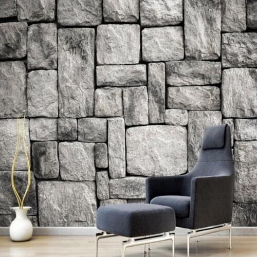 Drop Shipping Photo Wallpaper Custom Wallpaper Mural Gray European Style Retro Stone Brick Guest Room Backdrop Wall Decoration