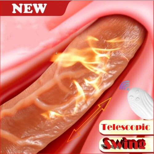 Realistic Dildo Vibrator Wireless Remote Control Telescopic Swinging Silicone Penis Vibration G-spot Masturbator Adult Sex Toys