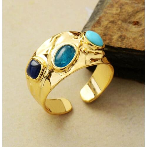 Luxury Natural Stones Finger Rings Bold Fashion Party Cocktail Ring Anniversary Wedding Women Jewelry
