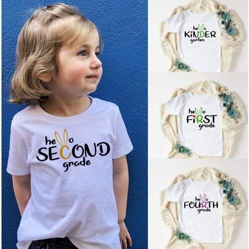 Hello First Grade To Sixth Grade Children Back To School Shirts Boys Girls Unisex Back To School Short Sleeve T-shirts Drop Ship