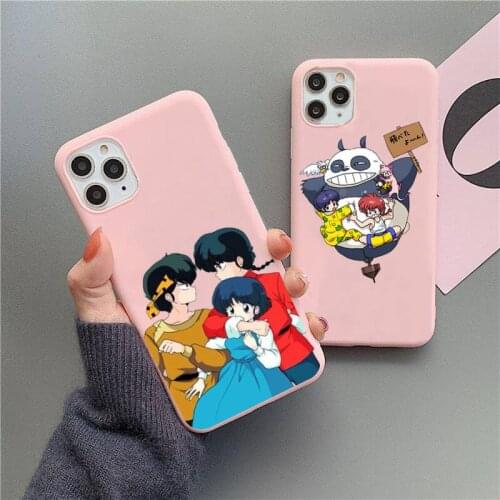 Cartoon Ranma 1 2 Phone Case For iphone 12 11 Pro Max Mini XS 8 7 6 6S Plus X SE 2020 XR Matte Candy Pink Silicone cover