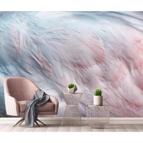 Nordic minimalistic watercolor flamingo wing feather background wall painting