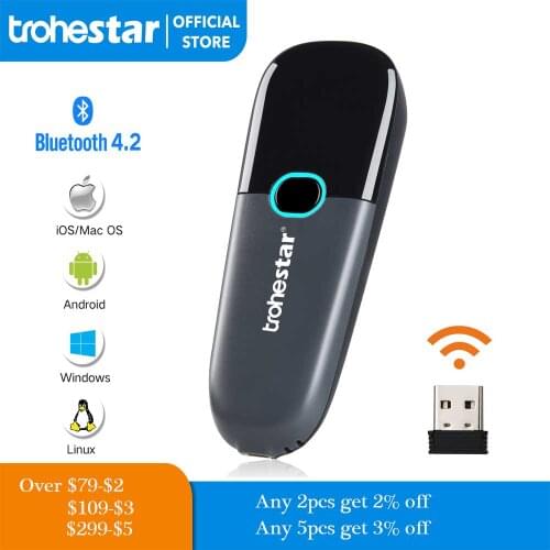 Trohestar Barcode Scanner 1D Portable Bar Code Reader Inventory Wireless Scanner Barcode CCD Screen Display leitor codigo barras