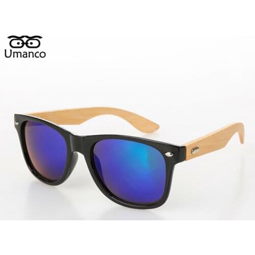 Umanco 2021 Dazzling Colors Bamboo Frame Sunglasses Women Men Vintage Fashion Square Sun Glasses Wooden Foot Eyewear UV400