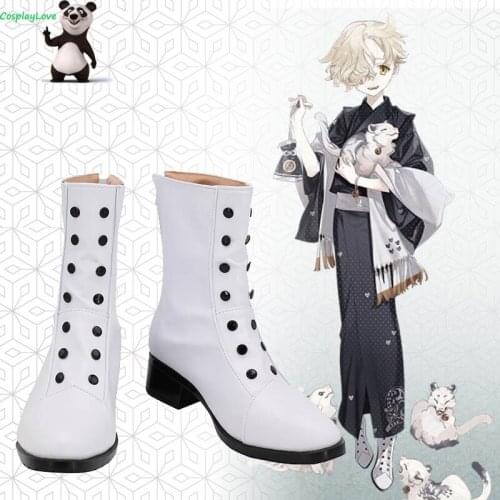 Touken Ranbu Online Gokota White Shoes Cosplay Long Boots Leather Custom Made For Party Christmas Halloween