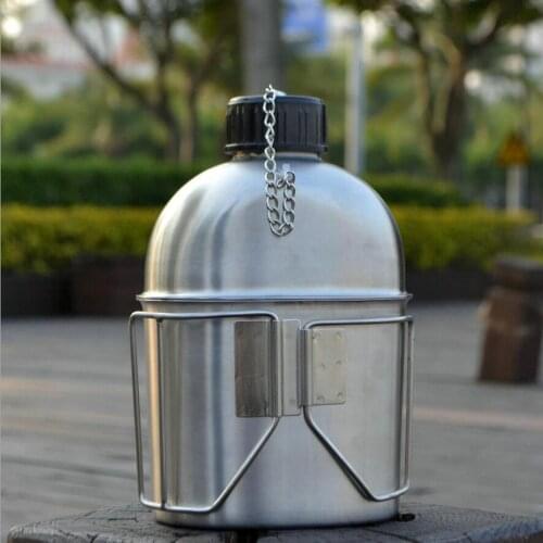 Outdoor Kettle Canteen, Stainless Steel Cup Kit with Kettle/Water Bottle(1L) for Hiking Camping