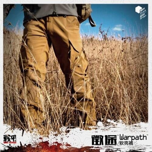 Wararmor soft shell pants outdoor pants Trousers waterproof breathable Trousers DINTEX waterproof fabric ( Coyote Brown/ Black )