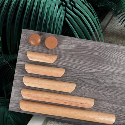 Household Solid Wood Wardrobe Door Knob Furniture Semicircle Knobs and Handle Bedroom Dresser Drawer Pulls Hardware Accessories
