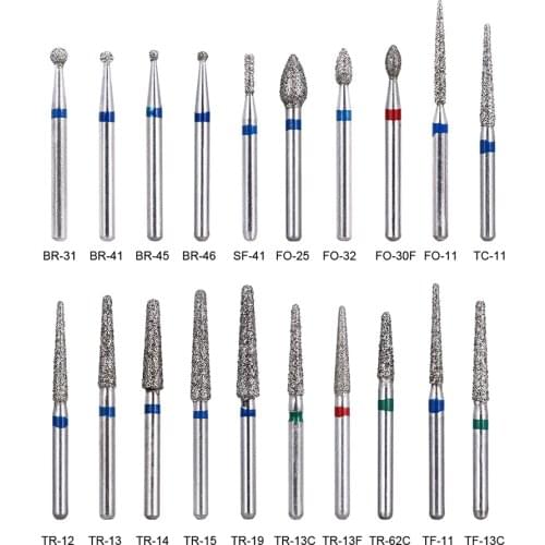 100pcs/20Boxes Dental Diamond Burs Drill Dental Burs Dia-burs for High Speed Handpiecess Medium FG 1.6M Dentist