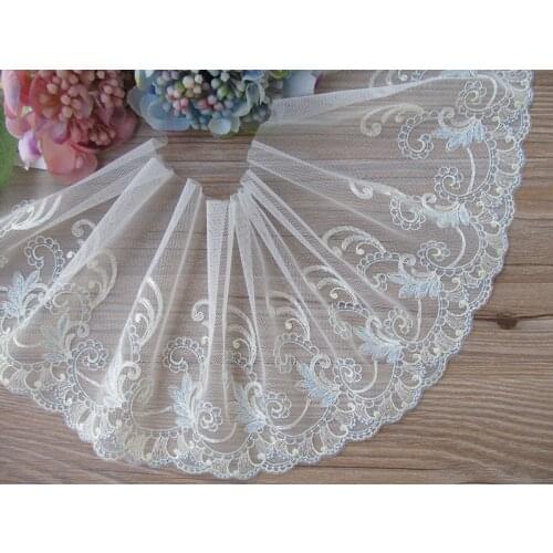 2Yards Flowers Embroidered Lace Trim Polyester Mesh Floral Fabrics For Bra Lingerie Underwear Womens Dress Decor DIY 15cm Wide