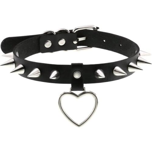 2021 New women Punk Gothic Pu Leather Choker Necklace Spike Rivet Neck Jewelry Collar Necklace Bondage Cosplay Festival Jewelry
