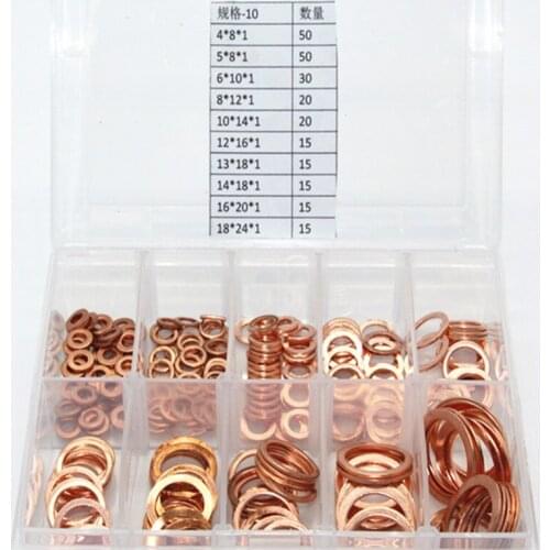 245pc/Box)M4/5/6/8/10/12/13/14/16/18 all sizes inBox Hardware Red Copper Washer Fastner mending kits assembling Assortment Sets