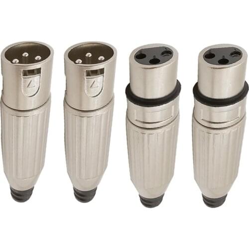 4Pcs 3Pin XLR Connector Audio XLR Solder Type Male Plug & Female Socket Cable Wire Adapter For Microphone Speaker Connectors