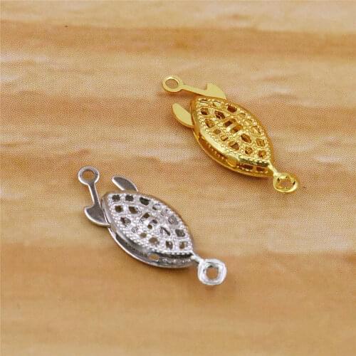 10PCS Alloy Fish Clasp Fitting Silver-plate/Gold-plated DIY Loose Beads Necklace Bracelet Girl Women Hand Made Jewelry