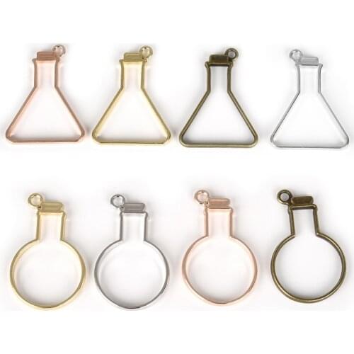 5pcs Pendants Test Bottle Double-Sided Frame Tray Bezel Setting Charms Geometric Charms Blanks For DIY Jewelry Making