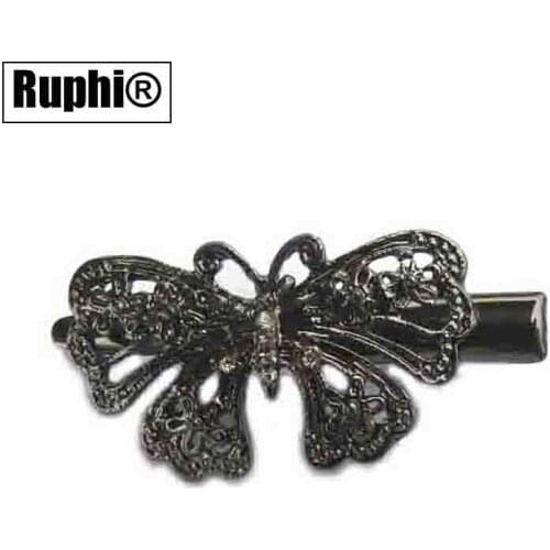 Crystals butterfly hair pinch clip headwear ornament jewelry accessories gun black plating 6pcs lot