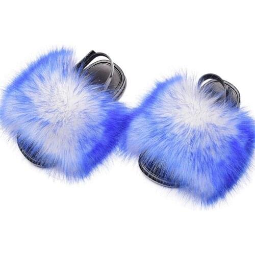 Childrens Indoor Slippers Cute Plush Slide Faux Fox Fur Slippers Toddler Sandals Snug Platform Slides Lovely Beach Flip Flops
