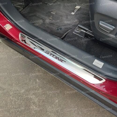 For Kia Stonic Door Sill Protector Scuff Plate Car Sticker Accessories Auto Threshold Pedal Styling 2020 2021 2019 2018 2022