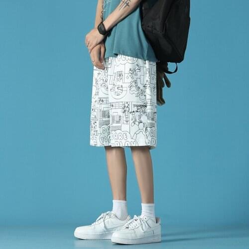 Mens Streetwear short Beach Shorts Men Graffiti Summer Print Shorts Plus Size Mens Shorts Summer