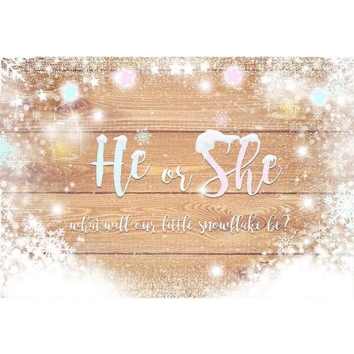 Gender Reveal Party Background Little Snowflake On Wood Board Photography Backdrop Banner Scene Setter Mural Poster Decoration