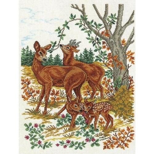 Hot Needlepoint Deer and Fawns Free Hand Embroidery Cross Stitch Patterns with 100% Cotton Floss & Free Shipping for Wall Decor