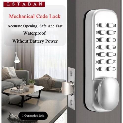 LSTABAN Mechanical Digital Push Button Keyless Code Door Lock Combination Hardware Set Waterproof and Rustproof Dropshipping