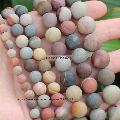Matte/Frost Natural Emperor /Ocean Jasper America Picture Round Loose Beads, For DIY Jewelry Making