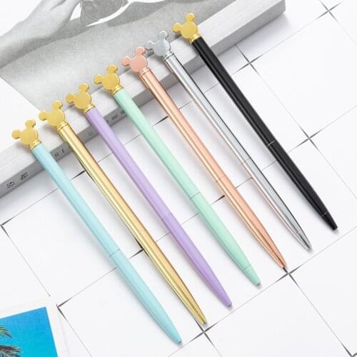 Metal cartoon Mickey head ballpoint pen clip-on writing handle fountain pen signature school office black ink 1.0 mm kawaii gift