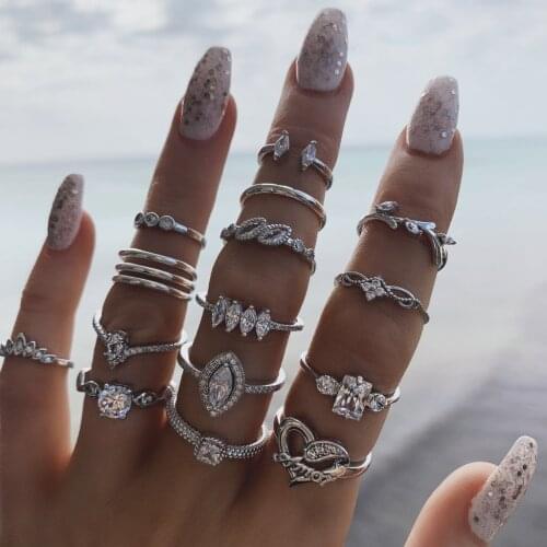 Fashion 15PCS Hollow open ring Midi Finger Ring Vintage Punk Boho Knuckle Rings Ring Set Jewelry Gift