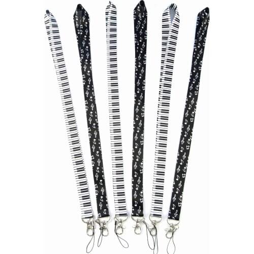 New Arrival 30 Pieces/lot Quality Classical Musical Piano Notes Style Keychains Neck Lanyard Phone Straps ID Card Badge Holder