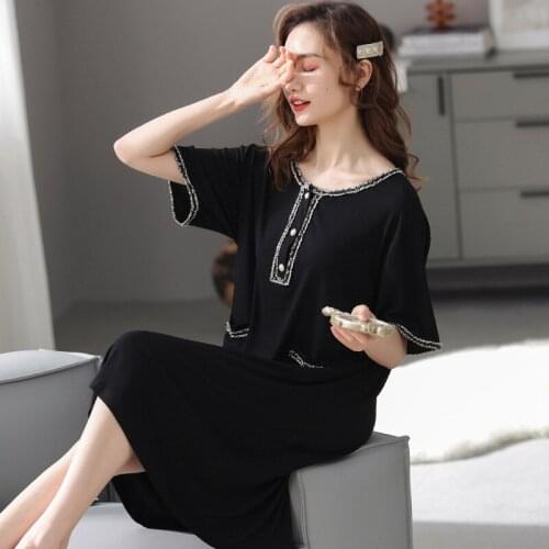 New Modal Nightdress Plus Size Lounge Wear Summer Dress Women Short Sleeve Cotton Nightgown Loose Female Sleepwear Vestido M-3XL