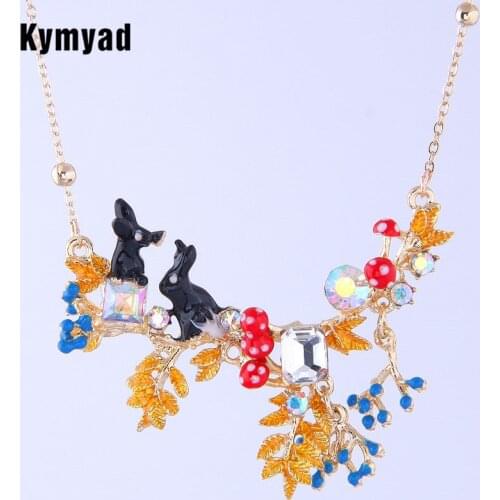 Kymyad Gold Color Choker Necklace For Women Bijoux Femme Enamel Flower Necklaces Simple Stylish Link Chains Crystal Necklaces