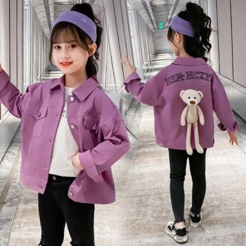 Girls' Coat Babys Kids Jacket Solid Send Bear Thicken Winter Autumn Top Warm Cardigan Overcoat Cotton Childrens Clothing